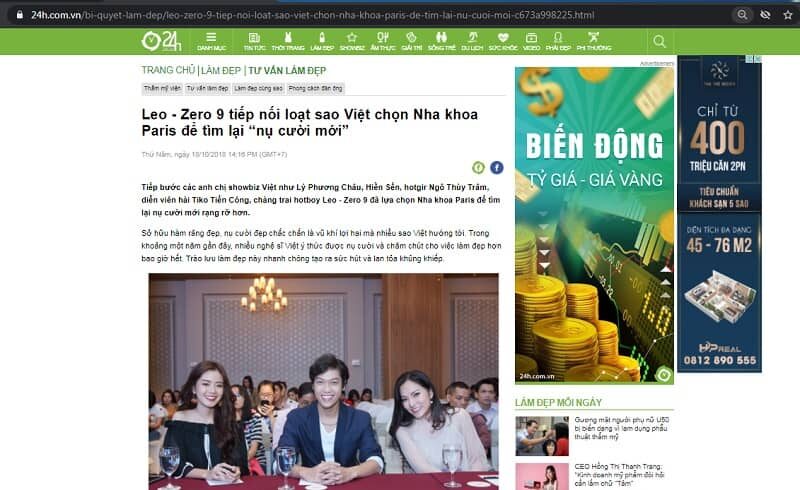 báo 24h đưa tin về các nghệ sĩ làm răng ở nha khoa paris báo 24h đưa tin về các nghệ sĩ làm răng ở nha khoa paris