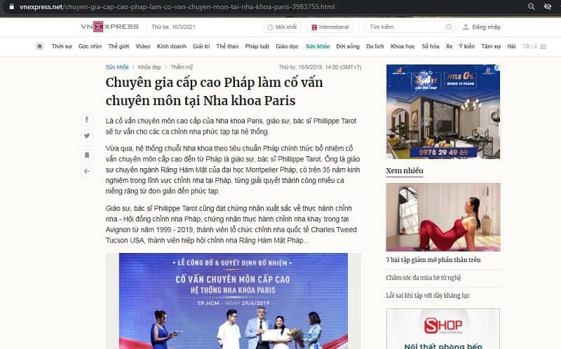 vnexpress đưa tin về chuyên gia cao cấp nha khoa paris vnexpress đưa tin về chuyên gia cao cấp nha khoa paris