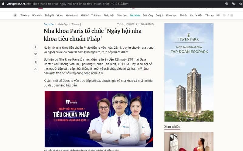 vnexpress đưa tin về sự kiện tại nha khoa paris vnexpress đưa tin về sự kiện tại nha khoa paris