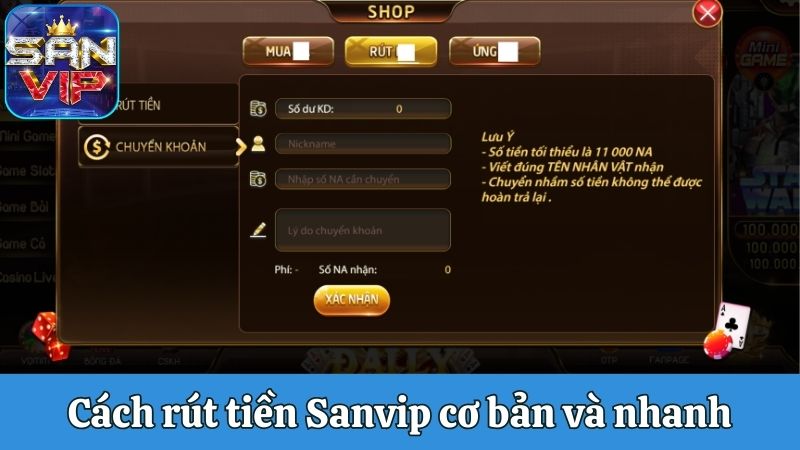 Cách rút tiền Sanvip cơ bản và nhanh chóng